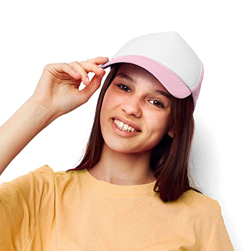 DALIX Two Tone Blank Trucker Hats Caps (2 for 1) - color: Light Pink/White