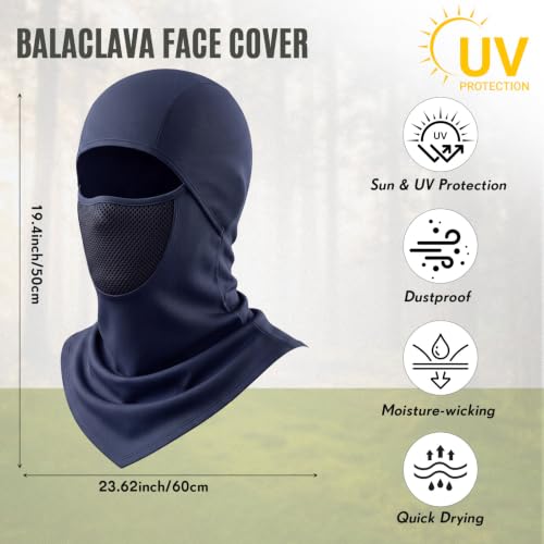 Face Balaclava Neck Cover Cooling Ice Silk Ski Mask - color: Navy Blue