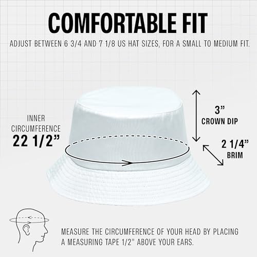 Rave Bucket Hat for Women & Men - Cute Bucket Hats - Festival Hat Adjustable 50+ SPF Protection Rave Accessories - color: Solid White