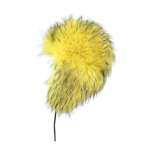 Y2K Faux Fur Russian Hat, Soft, Warm Winter Trapper Hat with Earmuffs for Men and Women - color: Yellow