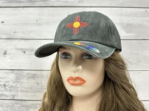 America State City Flag Hats - color: New Mexico Flag (Washed Army Green)