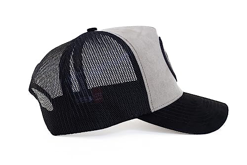 Urban Effort Trucker Hat for Men & Women, Mesh Back Baseball Cap, 5 Panel - color: Grey + Black Patch, style: Mesh Back
