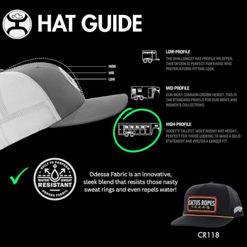 HOOEY Cactus Ropes Patch Trucker Hat for Men Adjustable Snapback Mesh Baseball Cap Breathable Western Hat - color: Black/Yellow