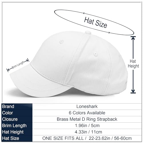 Loneshark Short Brim Baseball Hat for Running Small Bill Umpire Cap - color: White