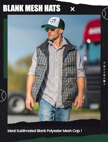 Tarpop 10 Pcs Sublimation Blank Trucker Hats Bulk - color: Dark Green and White