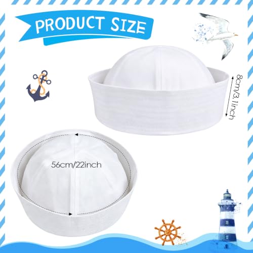 LOAVER White Sailor Hat for Adults,Navy Captain Yacht Hat Sailor Cap for Halloween Costume Sailor Cosplay Party Cruise Pool Party DIY Crafts Gifts