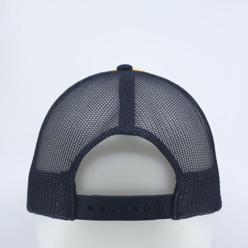 High Crown Foam Mesh Camouflage Tri-Color Oak Leaves Trucker Hat Baseball Cap - color: Navy/Gold/Navy