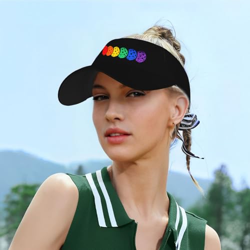 Embroidered Pickleball Visor Men Women,Gifts for Pickleball Lovers - color: Black, style: Rainbow Pickleball