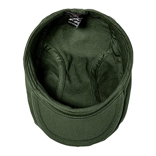 BOTVELA Men Cotton Twill Newsboy Flat Hat Fitted Cap - color: Army Green, size: 7 5/8
