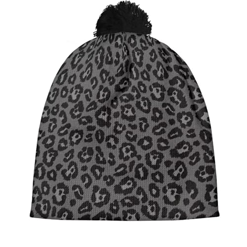 Cute Winter Hats for Women Cold Weather Knit Beanies for Women with Pom Pom - color: Black Leopard Print