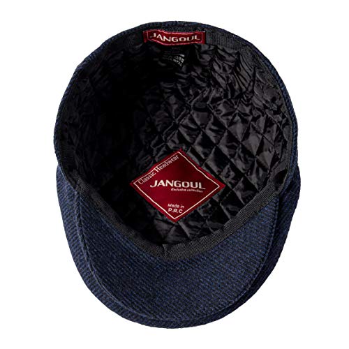 Men Wool Plaid Ivy Gatsby Newsboy Cap - color: Navy, size: 7 3/8