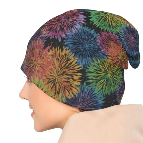Slouchy Beanie Hat Skull Cap Chemo Headwear Baggy Hats for Men Women Running Cycling - color: Colorful Flowers