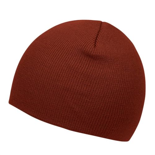 1 Pack Burgundy Cuffless Short Beanie Skull Cap, Acrylic Knit, Stretch Fit, Unisex