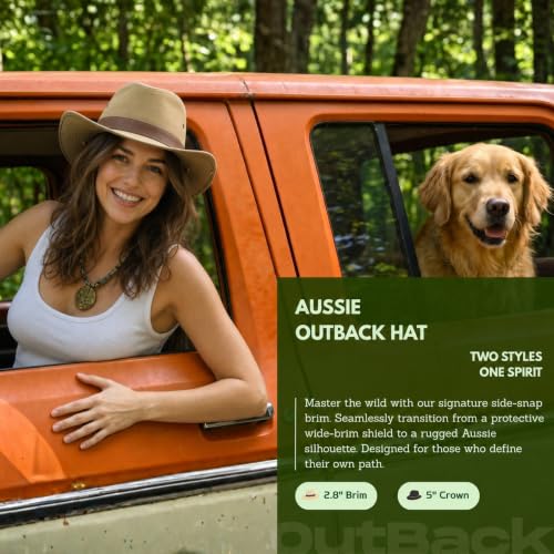 TOP-EX Aussie Safari Sun Hat for Men & Women, UPF 50+ Wide Brim, M-XXL Fit - color: Khaki, size: Large