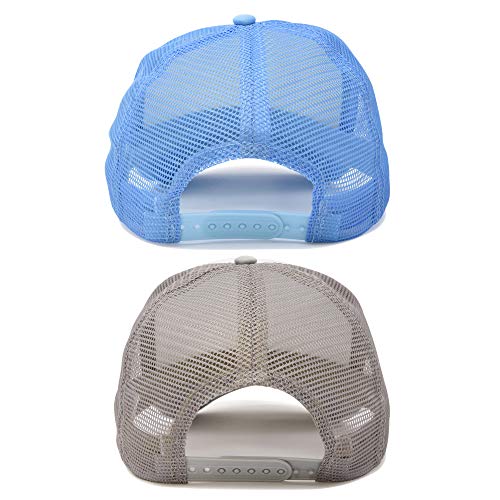 DALIX Two Tone Blank Trucker Hats Caps (2 for 1) - color: Gray/Light Blue