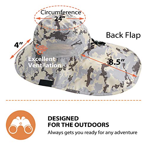 Tirrinia Wide Brim Sun Hat with Neck Flap for Men & Women - color: Digital Gray
