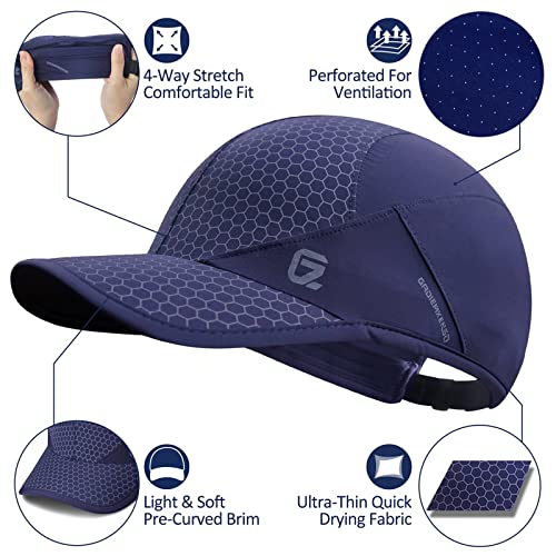 GADIEMKENSD Stretch Running Hat with Soft Brim, Quick Dry, Unstructured, Unisex-Adult - color: Navy