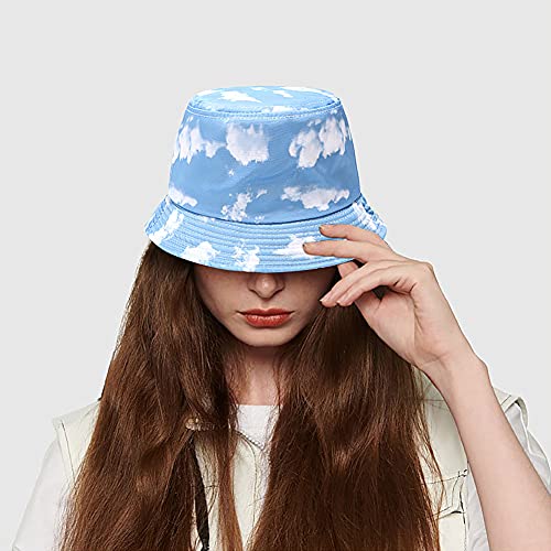 XYIYI Cute Bucket Hat Beach Fisherman Hats for Women Men Teen Girls - color: Cloud Blue