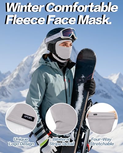 Ski Mask Balaclava for Men Women Windproof Thermal Winter Full Face Mask Cold Weather Skiing Snowboarding Neck Gaiter - color: Black+gray
