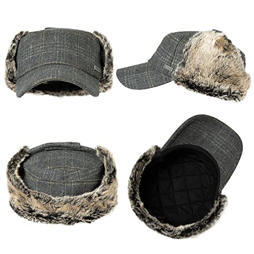 Jeff & Aimy Unisex Winter Earflap Trapper Hunting Ski Hat Baseball Cap 54-62CM - color: 92680-grey, size: X-Large