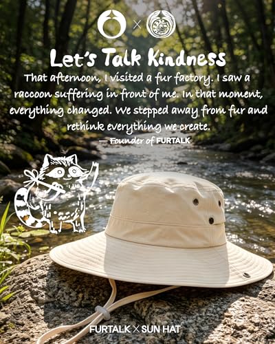 FURTALK Sun Hats for Women Wide Brim Bucket Hat Ponytail Hole Outdoor UPF - color: Beige