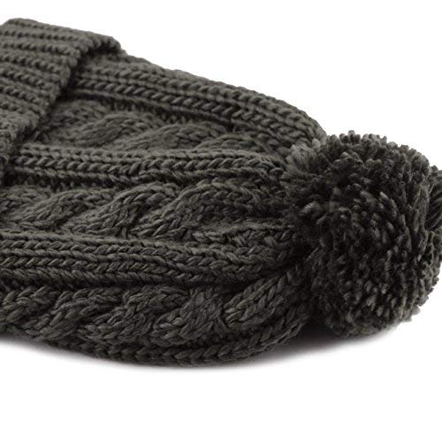 Women and Men Beanie Daily Winter Oversized Thick Stretchy Knitted Pom Pom Beanie Fleece Lined Beanie Hat - color: 1. Curly Dark Grey