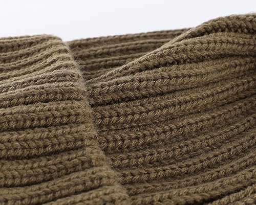 Connectyle Women's Rib Knit Cuffed Beanie Hat Stretch Acrylic Winter Hat Thick Warm Snow Ski Cap - color: Light Coffee