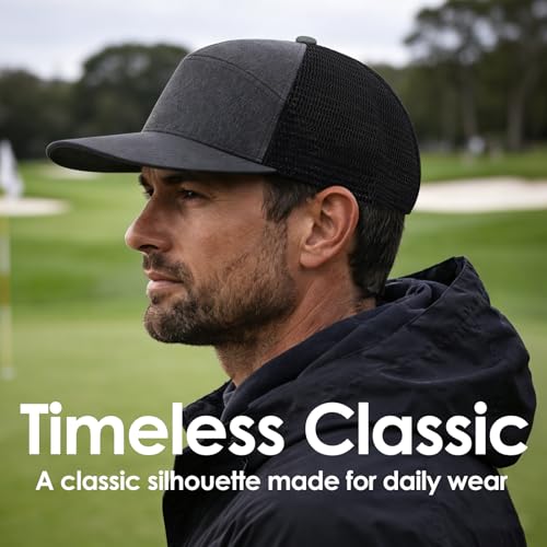 LiuSuper Men's Flat Brim Hat Adjustable Baseball Cap Water-Resistance Performance Snapback Hat Sport Cap for Men - color: Dark Grey