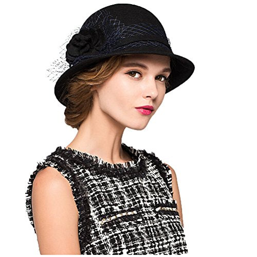 Maitose™ Women's Wool Felt Bowler Hat - color: Black