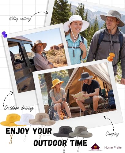 Home Prefer UPF50+ Mens Sun Hat Wide Brim Fishing Hat for Men UV Protection Womens Beach Bucket Hat for Golf Hiking Gardening - color: Light Vert Khaki