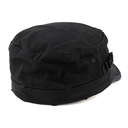 ARMYCREW Washed Cotton Army BDU Style Fitted Military Cap - color: Black, size: Small-Medium