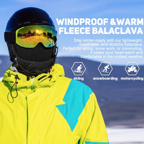 Winter Face Mask for Men Women,Balaclava Ski Mask for Cold Weather, Snowboarding Gear,Snowboard Mask - color: Black Fleece Ski Mask