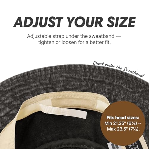 Hot Summer Bucket Hat - Trendy Cotton Sun Hat for Beach, Golf, Fishing - color: Charcoal