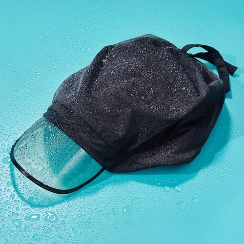 Kiss Colors & Care Satin-Lined Premium Rain Cap, Lightweight Microfiber Rain Hat, 100% Waterproof & Anti-Humidity, Adjustable Band, Roomy Interior, Integrated Travel Pouch, Black