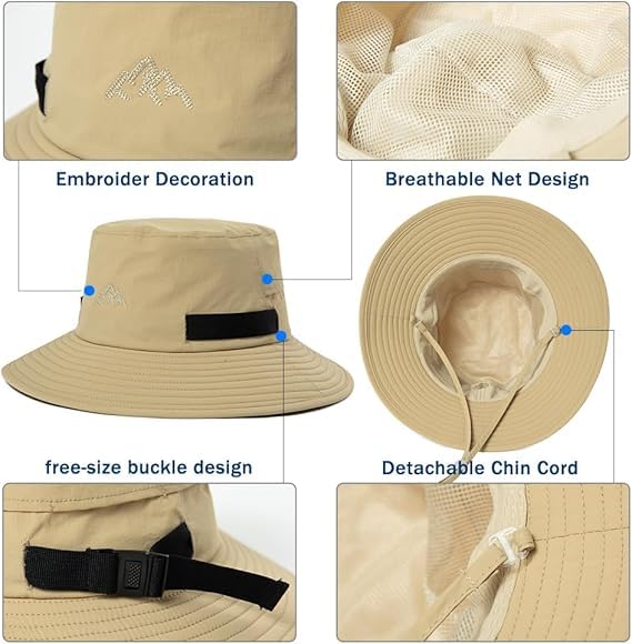 TOP-EX Men's Waterproof Bucket Sun Hat, UPF 50+ Wide Brim, S/M-XXL - color: 94573_khaki, size: X-Large-XX-Large