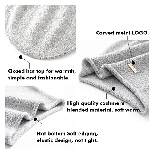 Knit Slouchy Beanie Hats for Women Cashmere Ski Cap Knitted Wool Soft Warm Winter Hat - color: A07-soft Grey