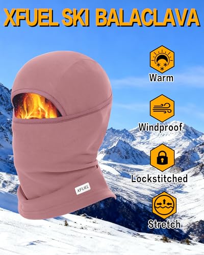 Winter Balaclava Ski Mask Warm and Fleece Full Face Cover for Men Women Cold Weather Skiing Motorcycle Neck Warmer - color: Dark Pink