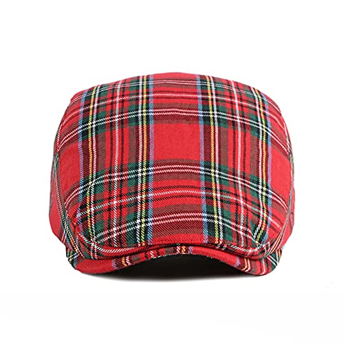 2 Pack Men's Plaid Cotton Flat Newsboy Ivy Cabbie Golf Gatsby Cap Hat - color: 666gr