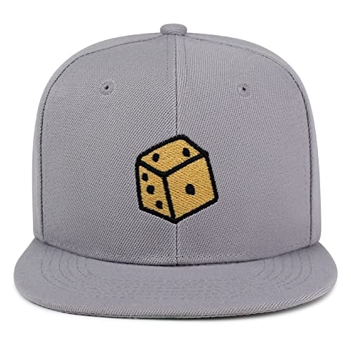 Dice Hip-Hop Snapback Hat Embroidered Baseball Cap Cute Board Game - color: 02. Light Grey