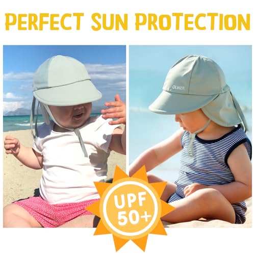 Baby Sun Hat with Breathable Mesh, UPF 50+ Boys Girls Toddler Swim - color: Gray Green, size: 0-6 Months