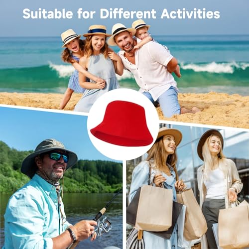 12 Pcs Bucket Hats - Plain Bucket Sun Hats for Men and Women, Unisex Solid Color Summer Caps, Foldable Cotton Fisherman Hats for Outdoor Walking, Hiking, Fishing, Travel
