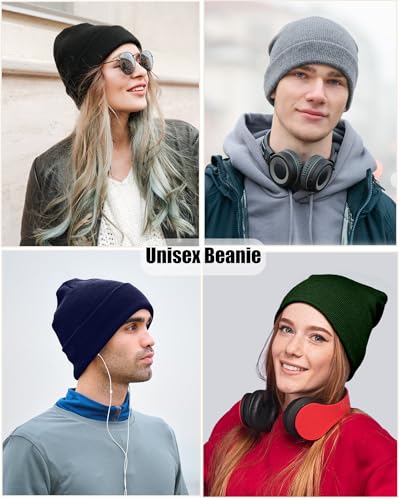 ROYBENS Satin Lined Beanie Hat for Women Men, Wool Knit Cuffed Winter Hats - color: 1pcs Light Gray