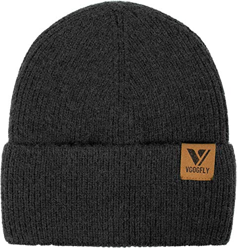 Vgogfly Beanie Men Slouchy Knit Skull Cap Warm Stocking Hats Guys Women Striped Winter Beanie Hat Cuffed Plain Hat - color: Black