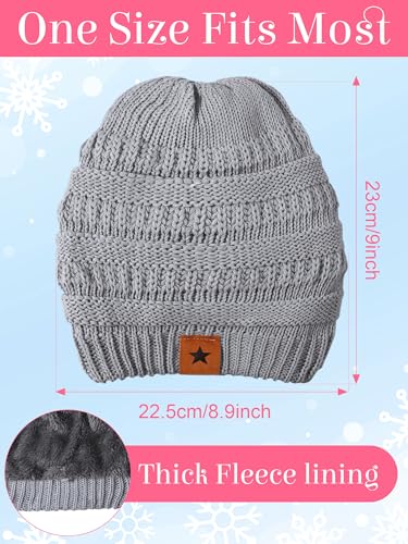 JaGely 8 Pieces Women Winter Hats and Gloves Set Women Warm Touchscreen Knitted Lined Gloves Winter Beanies - color: Grey, Soft White, Skin Pink, Dark Blue