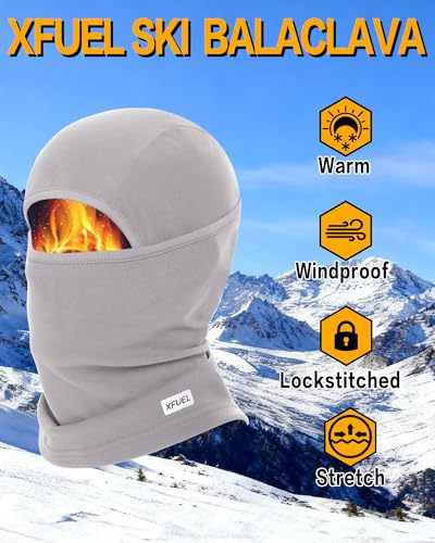 Winter Balaclava Ski Mask Warm and Fleece Full Face Cover for Men Women Cold Weather Skiing Motorcycle Neck Warmer - color: Black+gray