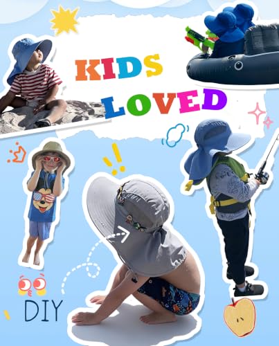 Home Prefer UPF50 Wide Brim Kids Sun Hat Neck Flap Boys Girls Sun Protection Hat for Beach Fishing - color: Hot Pink, size: 2-4T