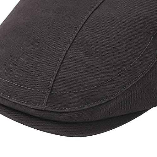 VOBOOM Men Cotton Newsboy Beret Hat Duckbill Buckle Cabbie Cap - color: Dark Grey