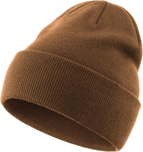 100% Cotton Beanie for Women Men Soft Knit Beanies Warm Winter Hat - color: Coffee