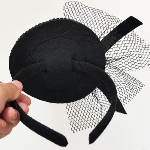 WLBON Halloween Mini Top Hat Headband 1920s Flower Sequins Hair Hoops Bands Fascinator Headpiece Hairband Women Christmas Holiday Festival Parade Cosplay Dress Up Birthday Tea Party Accessories Black - color: Black