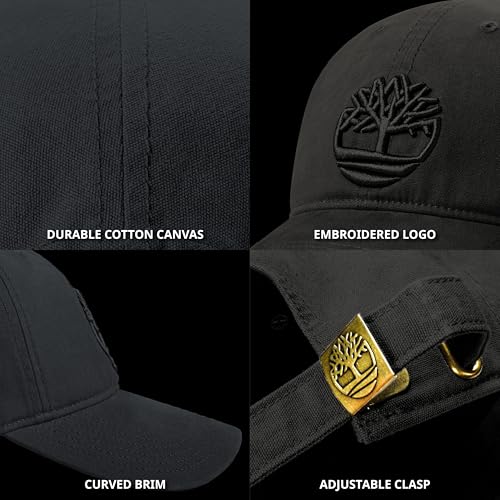 Timberland Soundview Baseball Cap for Boys 7-14, Cotton Canvas, Adjustable, Lightweight & Durable, One Size - color: Black